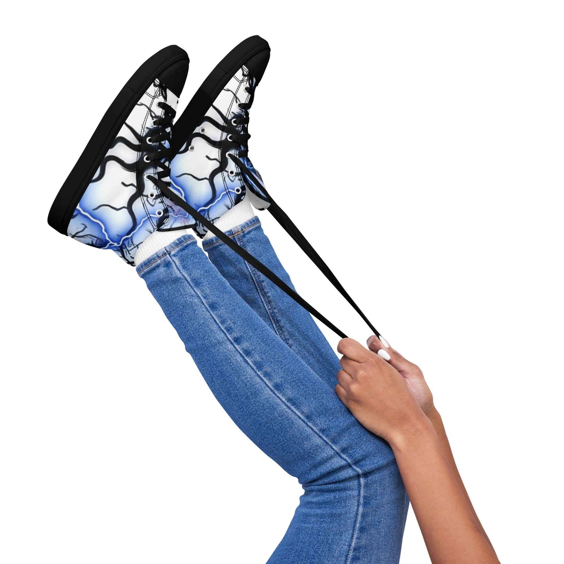 Women’s high top canvas shoes FelinDesign Blue lightning - FelinDesign