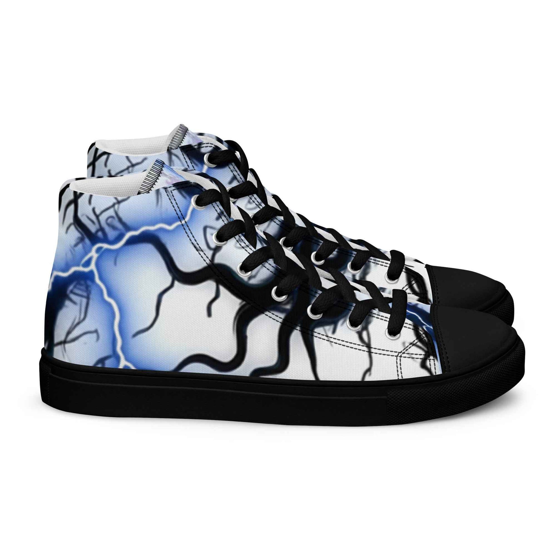 Women’s high top canvas shoes FelinDesign Blue lightning - FelinDesign