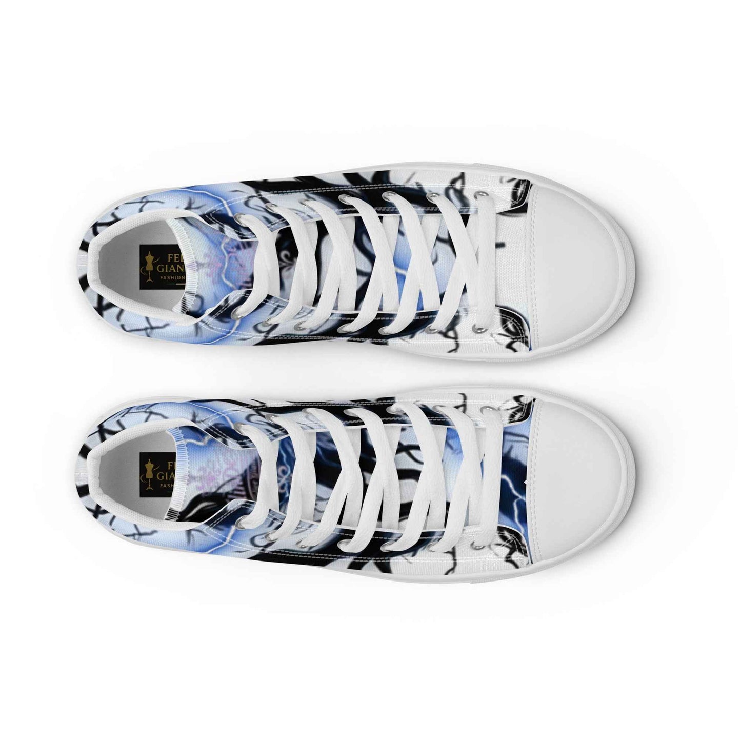 Women’s high top canvas shoes FelinDesign Blue lightning - FelinDesign