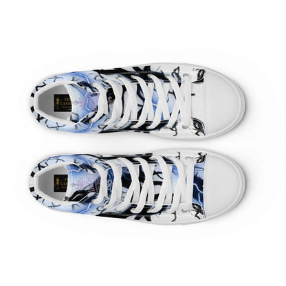Women’s high top canvas shoes FelinDesign Blue lightning - FelinDesign