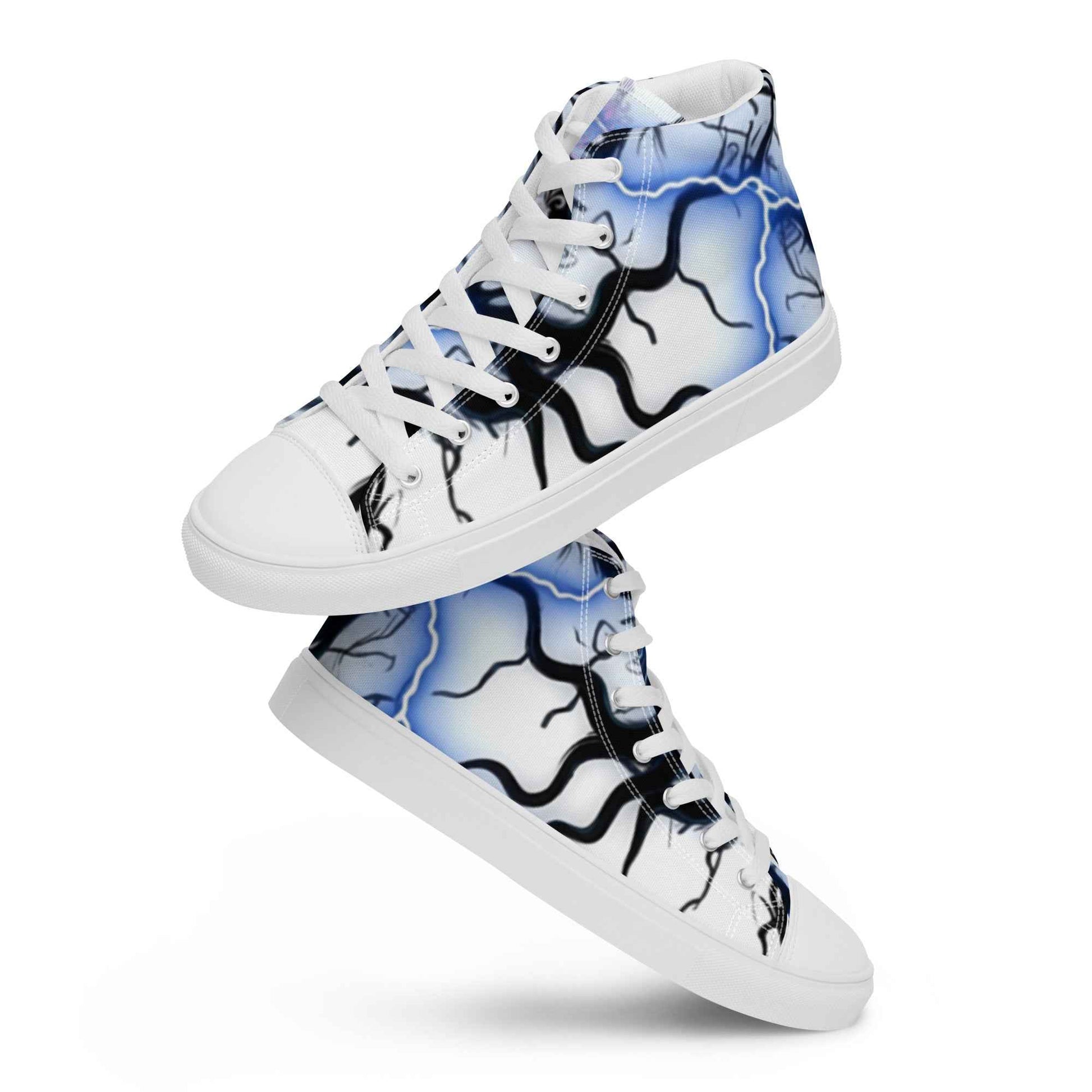Women’s high top canvas shoes FelinDesign Blue lightning - FelinDesign