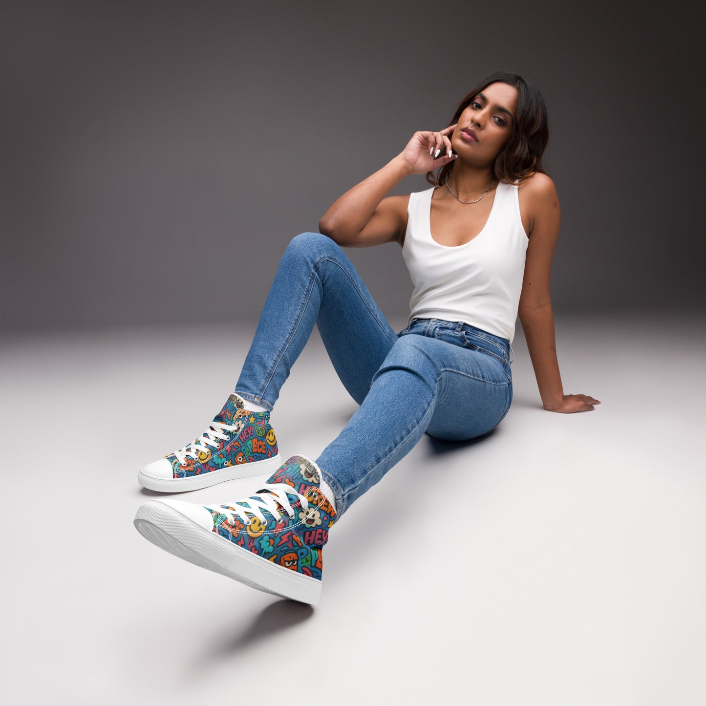 Peace 648 Women's High-Top Sneakers | Comfortable Summer Canvas Shoes | Casual & Unique Style for Summer - FelinDesign