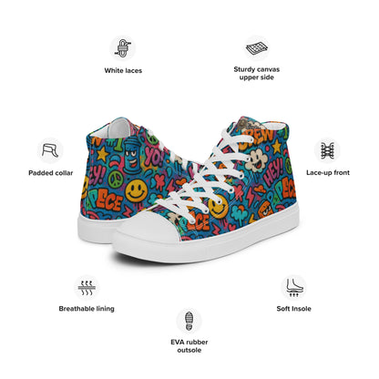 Peace 648 Women's High-Top Sneakers | Comfortable Summer Canvas Shoes | Casual & Unique Style for Summer - FelinDesign