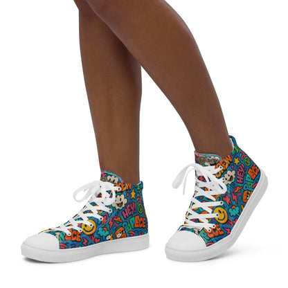 Peace 648 Women's High-Top Sneakers | Comfortable Summer Canvas Shoes | Casual & Unique Style for Summer - FelinDesign