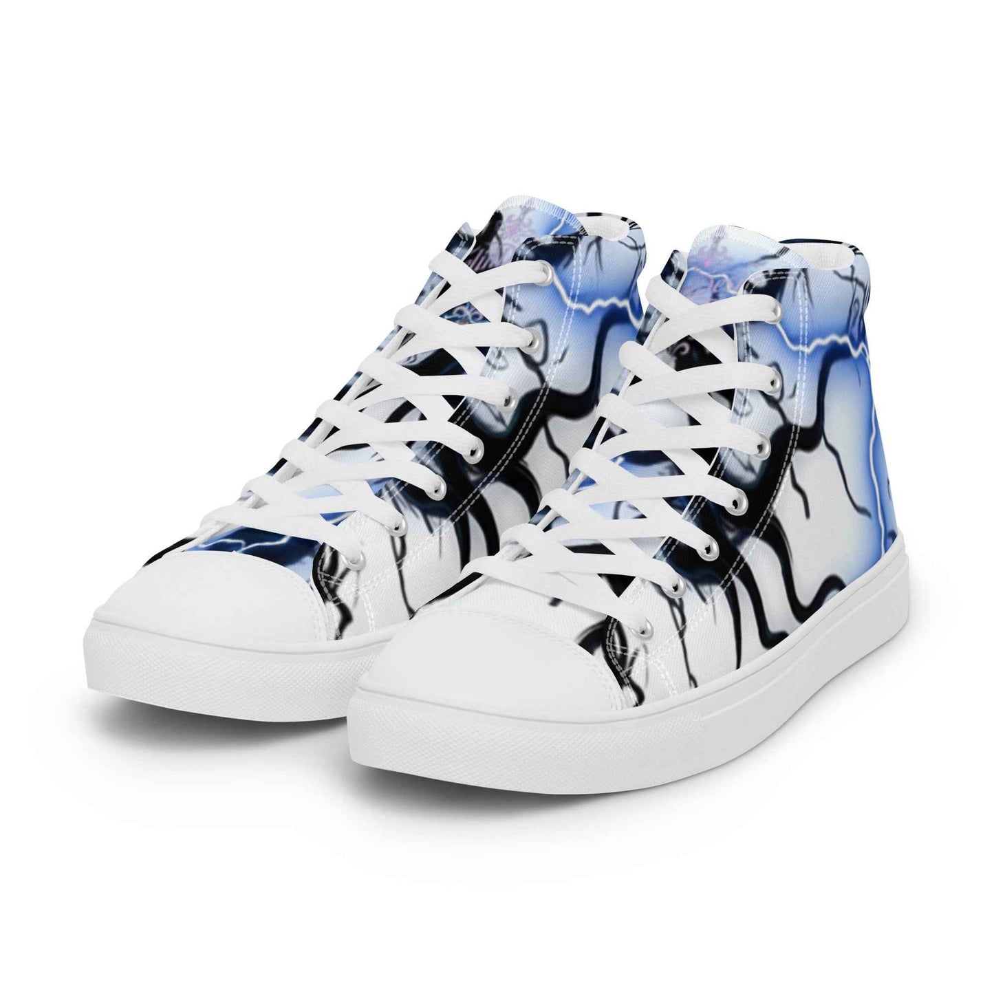 Women’s high top canvas shoes FelinDesign Blue lightning - FelinDesign