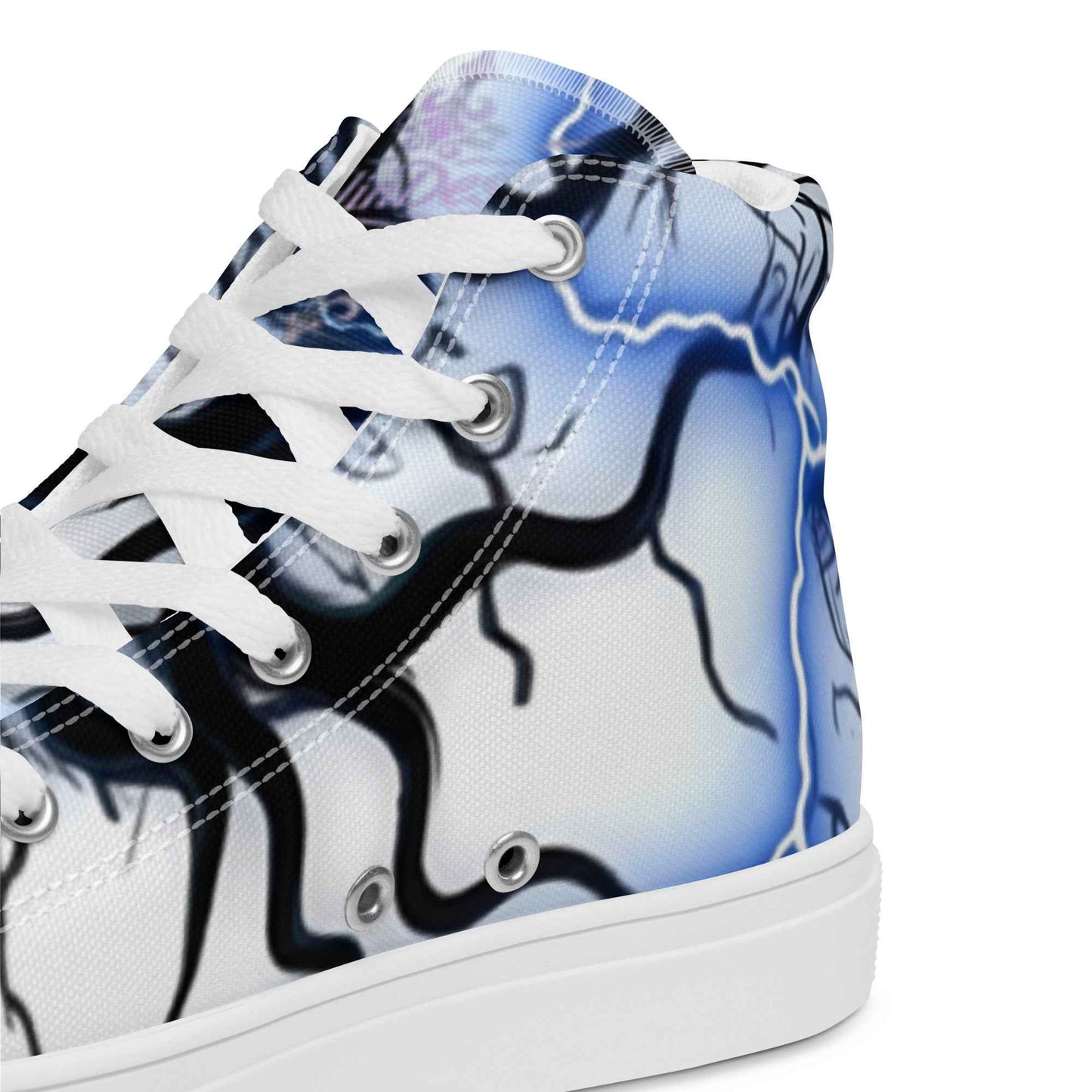 Women’s high top canvas shoes FelinDesign Blue lightning - FelinDesign