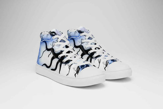 Women’s high top canvas shoes FelinDesign Blue lightning - FelinDesign