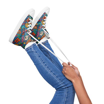Peace 648 Women's High-Top Sneakers | Comfortable Summer Canvas Shoes | Casual & Unique Style for Summer - FelinDesign