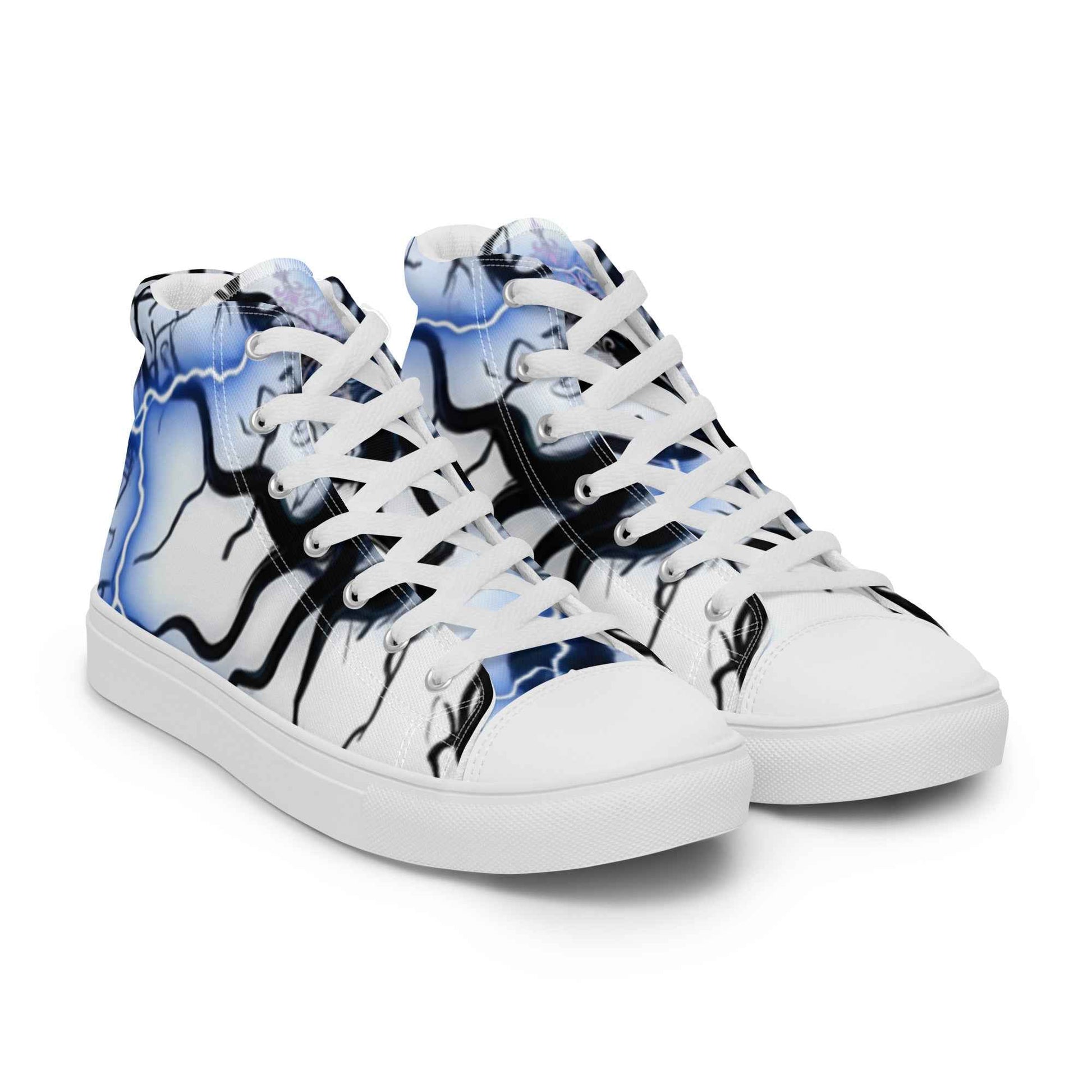 Women’s high top canvas shoes FelinDesign Blue lightning - FelinDesign