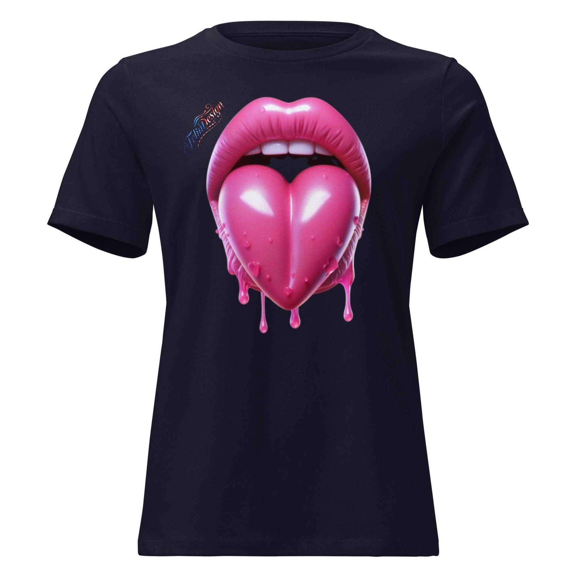 T-shirt Woman mouth with tongue has heart FelinDesign