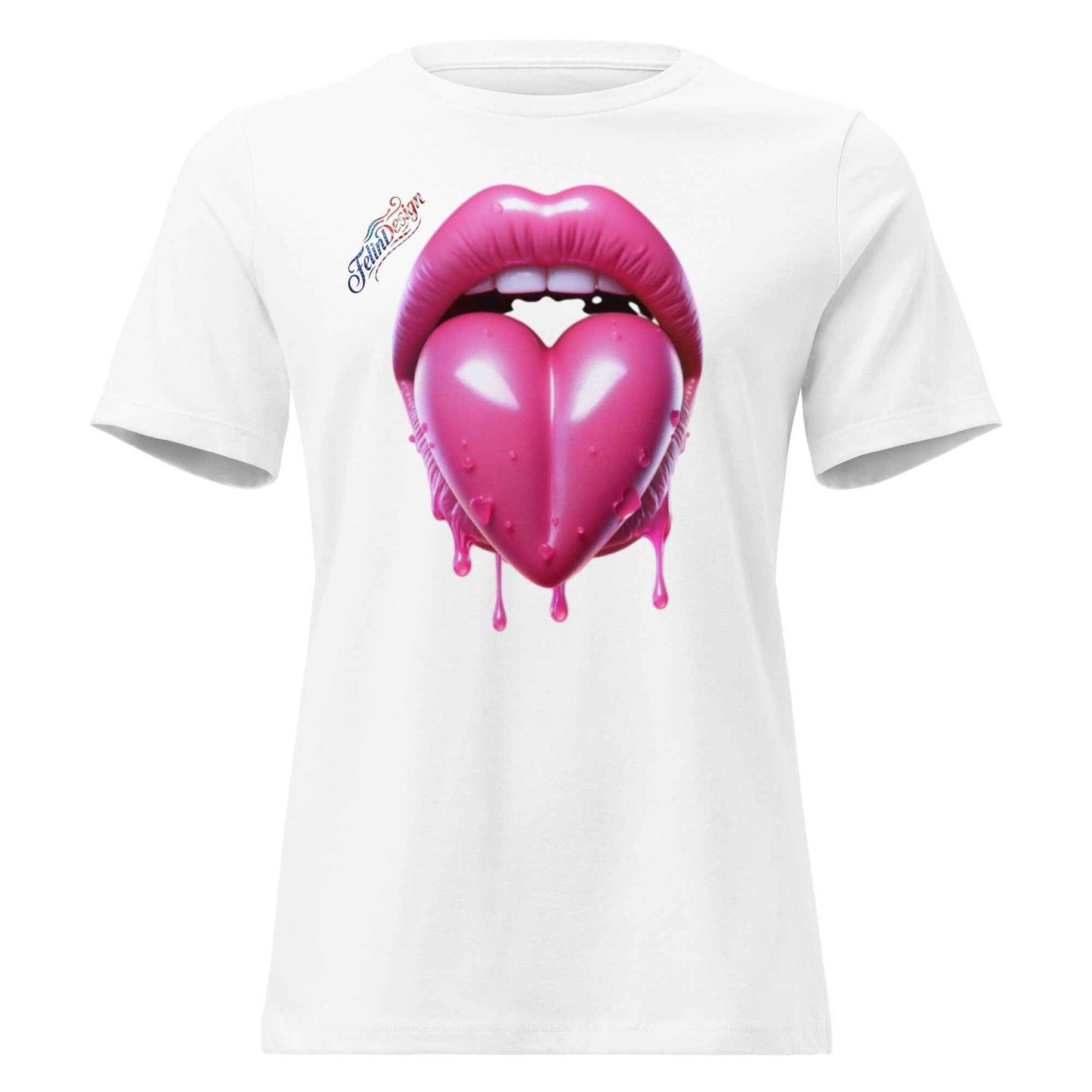 T-shirt Woman mouth with tongue has heart FelinDesign